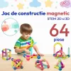 Set de Constructie Magnetica STEM 64 Piese – Bile si Tije 2D & 3D