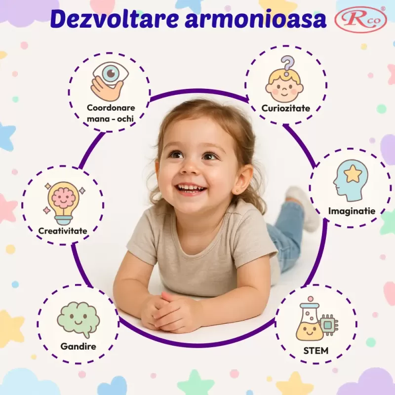 Set de Constructie Magnetica STEM 103 Piese si Cutie depozitare – Bile si Tije 2D & 3D