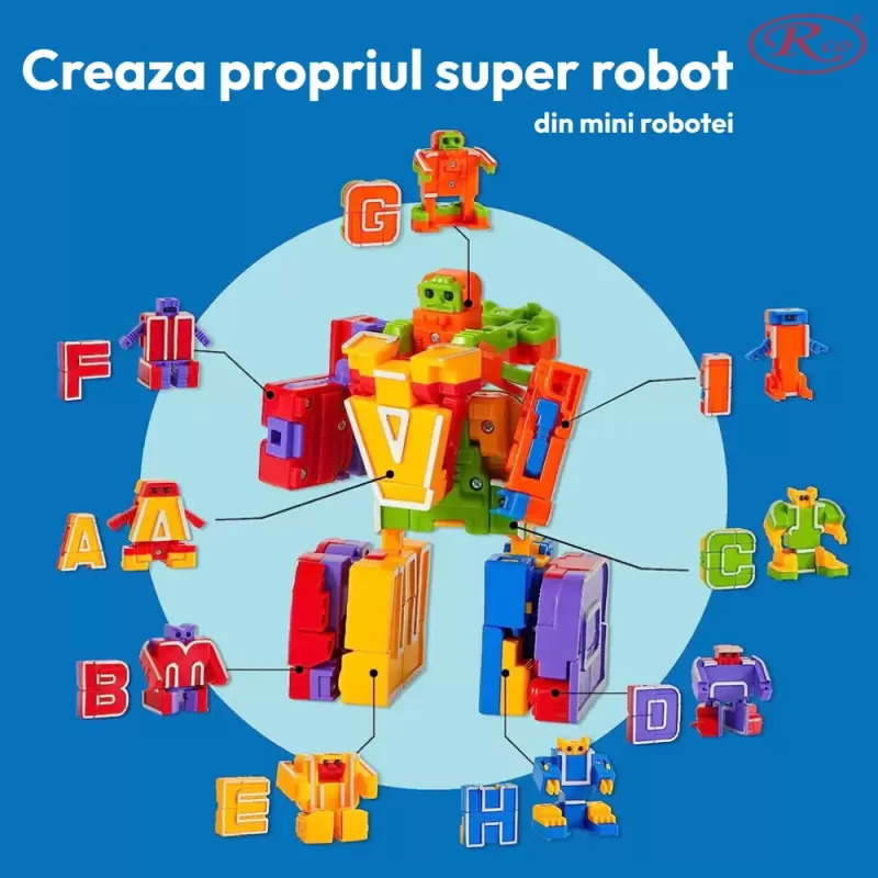 Joc STEM Educational - Litere - Set 26 de Roboti Transformabili