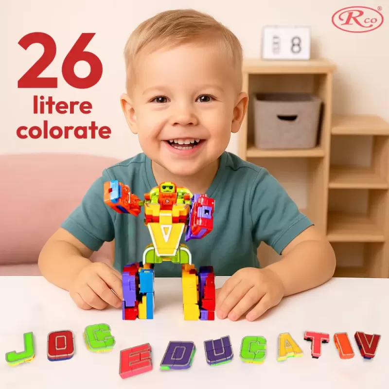 Joc STEM Educational - Litere - Set 26 de Roboti Transformabili