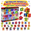Set Educativ Alfabet cu Roboti Transformabili, 26 Litere, Jucarie STEM pentru Copii 3 Ani+