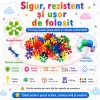 Set de constructie STEM Fun Blocks Educational cu aproximativ 36 de piese colorate conectabile si plansa cu modele