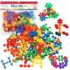 Set de constructie STEM Fun Blocks Educational cu aproximativ 36 de piese colorate conectabile si plansa cu modele