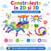 Set de constructie STEM Fun Blocks Educational cu aproximativ 36 de piese colorate conectabile si plansa cu modele