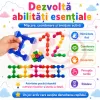 Set de constructie STEM Fun Blocks Educational cu aproximativ 36 de piese colorate conectabile si plansa cu modele