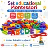 Set educational Montessori cu 160 de litere colorate A–Z pentru snuruit, sortare si formarea cuvintelor