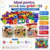 Set educational Montessori cu 160 de litere colorate A–Z pentru snuruit, sortare si formarea cuvintelor