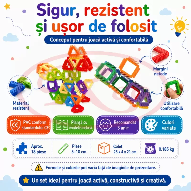 Set de constructie STEM - Fun Blocks Educational, Forme Geometrice Interconectabile, + 3 ani