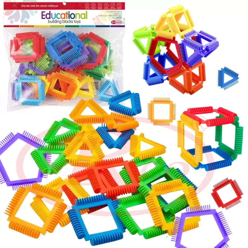 Set de constructie STEM - Fun Blocks Educational, Forme Geometrice Interconectabile, + 3 ani