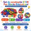 Set de constructie STEM - Fun Blocks Educational, Forme Geometrice Interconectabile, + 3 ani