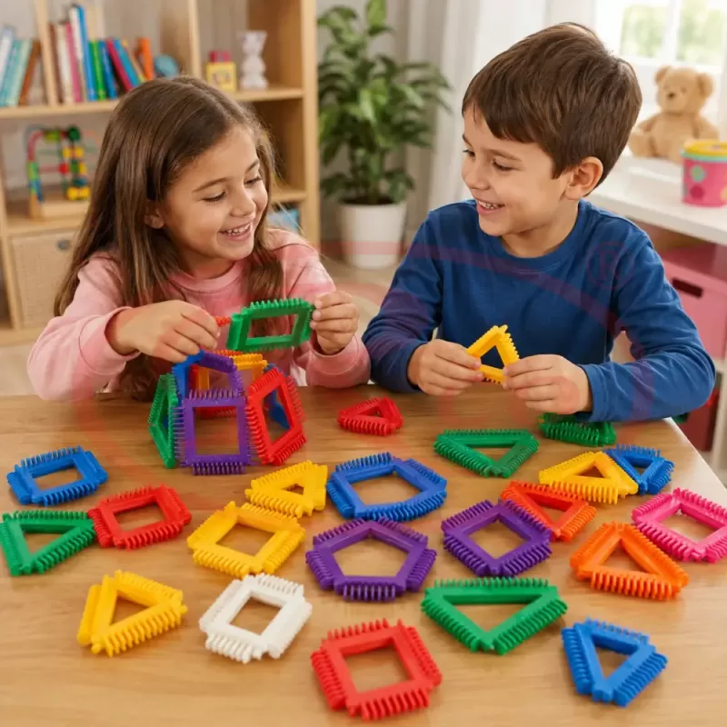 Set de constructie STEM - Fun Blocks Educational, Forme Geometrice Interconectabile, + 3 ani