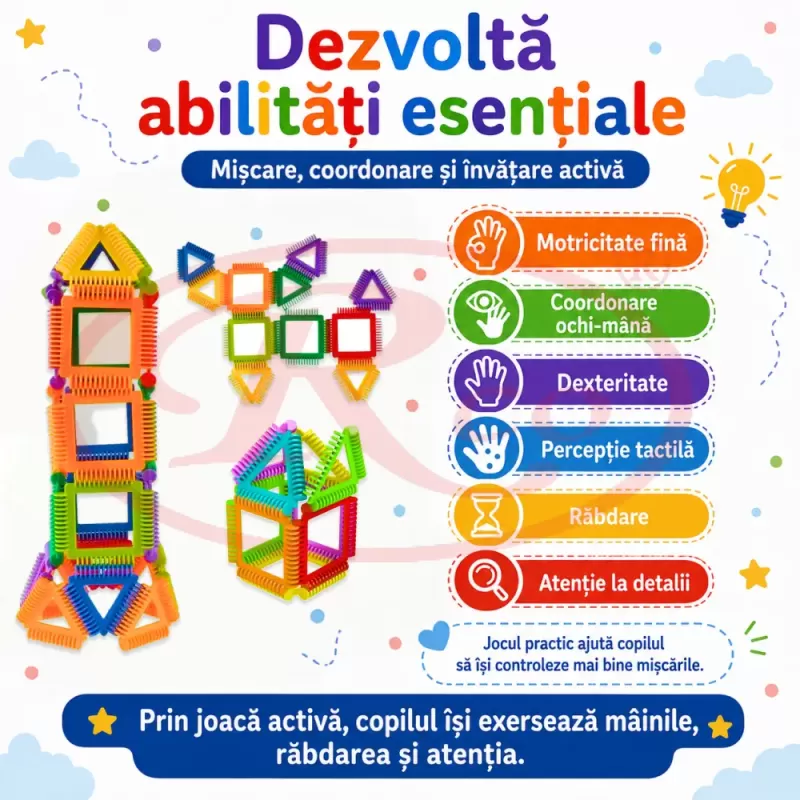 Set de constructie STEM - Fun Blocks Educational, Forme Geometrice Interconectabile, + 3 ani