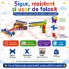 Set de constructie STEM Fun Blocks Educational ConnectiX cu 28 de piese colorate si plansa cu modele