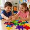 Set de constructie STEM Fun Blocks Educational ConnectiX cu 28 de piese colorate si plansa cu modele