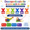 Set de constructie STEM Fun Blocks Educational ConnectiX cu 28 de piese colorate si plansa cu modele