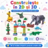 Set de constructie STEM Fun Blocks Educational cu aproximativ 75 de piese colorate conectabile si plansa cu modele