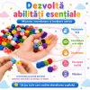 Set de constructie STEM Fun Blocks Educational cu aproximativ 75 de piese colorate conectabile si plansa cu modele