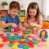 Set de constructie STEM Fun Blocks Educational cu aproximativ 80 de piese colorate si plansa cu modele