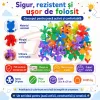 Set de constructie STEM Fun Blocks Educational cu aproximativ 34 de piese colorate in forme de animale si plansa cu modele
