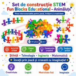 Set de constructie STEM - Fun Blocks Educational, Animalute, + 3 ani