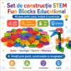 Set de constructie STEM Fun Blocks Educational cu 40 de piese colorate si plansa cu modele