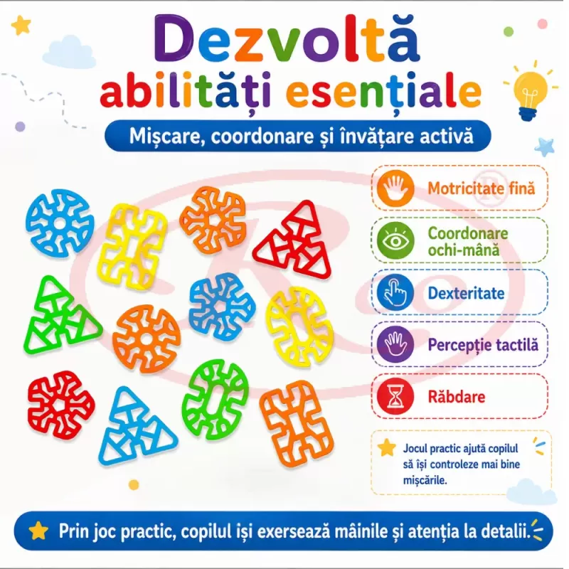 Set de constructie STEM Fun Blocks Educational cu 40 de piese colorate si plansa cu modele