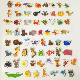 Joc educativ, set 64 piese magnetice, Lumea Animalelor, din spuma EVA, +5ani