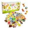Set Magneti Educativi Lumea Animalelor din Spuma EVA, 64 Piese Magnetice Colorate, Invatare in Limba Engleza, 5+ Ani