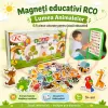 Set Magneti Educativi Lumea Animalelor din Spuma EVA, 64 Piese Magnetice Colorate, Invatare in Limba Engleza, 5+ Ani