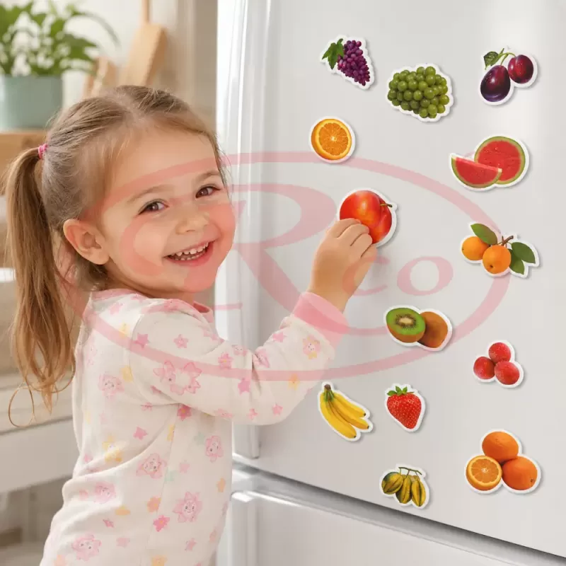 Set Magneti Educativi Fructe din Spuma EVA, 52 Piese Magnetice Colorate, Joc de Invatare, 5+ Ani