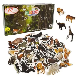 Set Magneti Educativi Lumea animalelor din Spuma EVA, 47 Piese Magnetice Colorate, Joc de Invatare, 5+ Ani