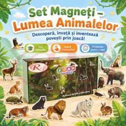 Set Magneti Educativi Lumea animalelor din Spuma EVA, 47 Piese Magnetice Colorate, Joc de Invatare, 5+ Ani
