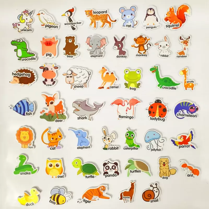 Joc educativ, set 47 piese magnetice, Lumea Animalelor, din spuma EVA, +5ani