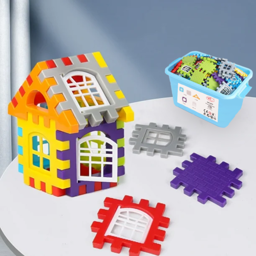 Jucarie RCO Educativa si Interactiva STEM, Set de constructie din ABS pentru inginerie 2D si 3D cu 186 piese, cutie depozitare portabila, 3+ ani