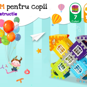 Jucarie RCO Educativa si Interactiva STEM, Set de constructie din ABS pentru inginerie 2D si 3D cu 132 piese, cutie depozitare portabila, 3+ ani