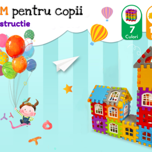 Jucarie RCO Educativa si Interactiva STEM, Set de constructie din ABS pentru inginerie 2D si 3D cu 186 piese, cutie depozitare portabila, 3+ ani