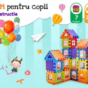 Jucarie RCO Educativa si Interactiva STEM, Set de constructie din ABS pentru inginerie 2D si 3D cu 300 piese, cutie depozitare portabila, 3+ ani