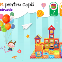 Jucarie RCO Educativa si Interactiva STEM, Set de constructie din ABS pentru inginerie 2D si 3D cu 316 piese, cutie depozitare portabila, 3+ ani