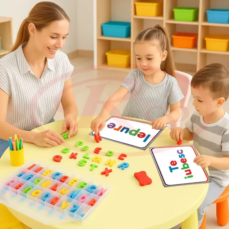 Set Magnetic STEM 274 Piese cu Litere, Cifre si Simboluri Matematice din spuma EVA – Cu Plansa Magnetica Fata/Verso