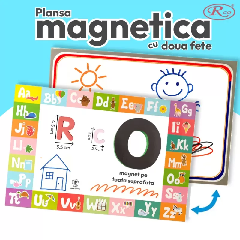 Set Magnetic STEM 274 Piese cu Litere, Cifre si Simboluri Matematice din spuma EVA – Cu Plansa Magnetica Fata/Verso