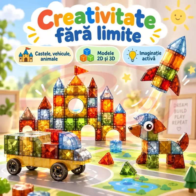 Set magnetic pentru creativitate, logica si dezvoltarea gandirii spatiale