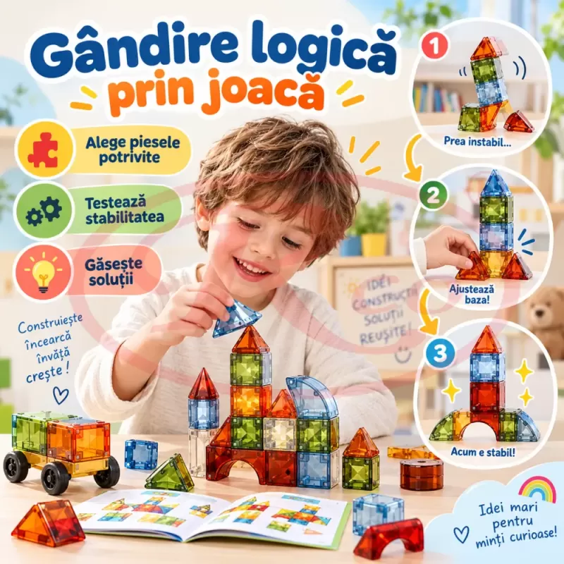 Set magnetic pentru creativitate, logica si dezvoltarea gandirii spatiale