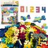 Set de constructie STEM Fun Blocks cu 480 de piese in culori macarons, litere, numere si simboluri matematice