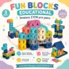 Set de constructie STEM Fun Blocks cu 480 de piese in culori macarons, litere, numere si simboluri matematice