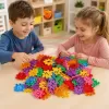 Set de constructie STEM Fun Blocks cu 480 de piese in culori multicolor, litere, numere si simboluri matematice