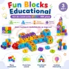 Set de constructie STEM Fun Blocks cu 480 de piese in culori multicolor, litere, numere si simboluri matematice