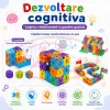 Set de constructie STEM Fun Blocks cu 480 de piese in culori multicolor, litere, numere si simboluri matematice