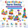 Set de constructie STEM Fun Blocks cu 480 de piese in culori multicolor, litere, numere si simboluri matematice