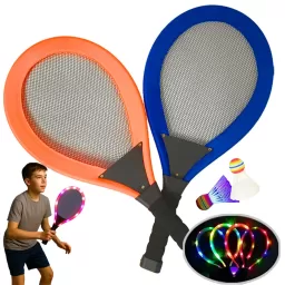 Set Rachete cu LED-uri colorate de Badminton/Tenis, Portocaliu/Albastru