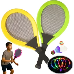 Set Rachete cu LED-uri colorate de Badminton/Tenis, Galben/Verde